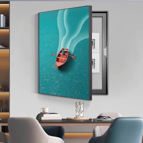 RobustWeg StromzäHler Box Dekoration, Kostenloses Bohren Elektrisches Panel, Schutzgehäuse für Leistungsschaltertafeln, Einfach zu Installierende(Black 2,50 * 60cm/19 * 23in) von PAKMEZ