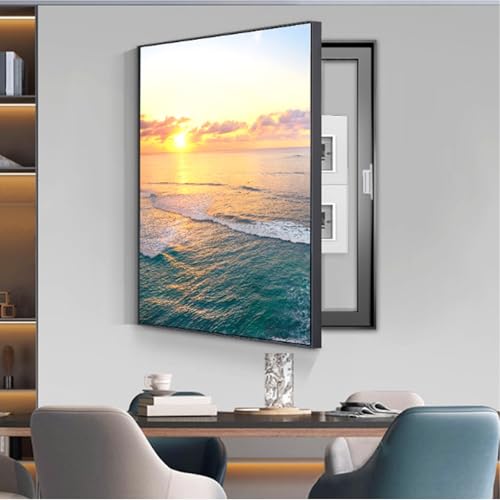 RobustWeg StromzäHler Box Dekoration, Kostenloses Bohren Elektrisches Panel, Schutzgehäuse für Leistungsschaltertafeln, Einfach zu Installierende(Black 4,40 * 50cm/15 * 19in) von PAKMEZ