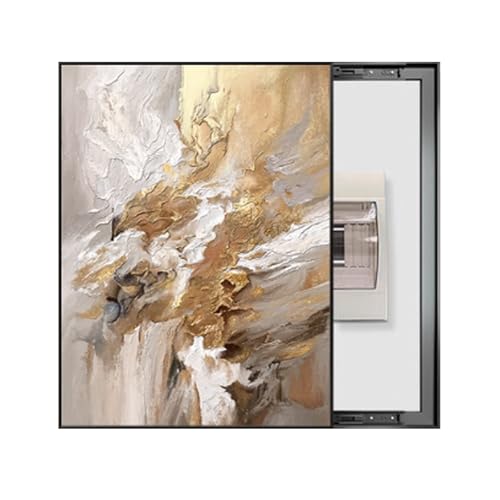 RobustWeg StromzäHler Box Dekoration, Scharnier Sicherungskasten Abdeckung, Aluminiumrahmen, Für Büro Esszimmer Heimdekoration, Ideal für Ihr Zuhause(Black 1,60 * 80cm/23 * 31in) von PAKMEZ