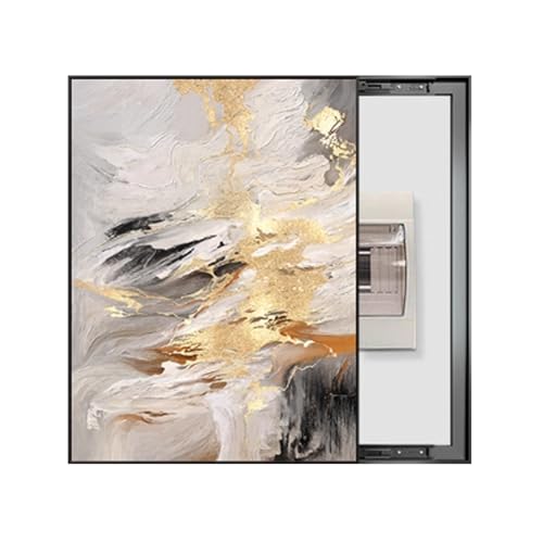 RobustWeg StromzäHler Box Dekoration, Scharnier Sicherungskasten Abdeckung, Aluminiumrahmen, Für Büro Esszimmer Heimdekoration, Ideal für Ihr Zuhause(Black 3,50 * 70cm/19 * 27in) von PAKMEZ