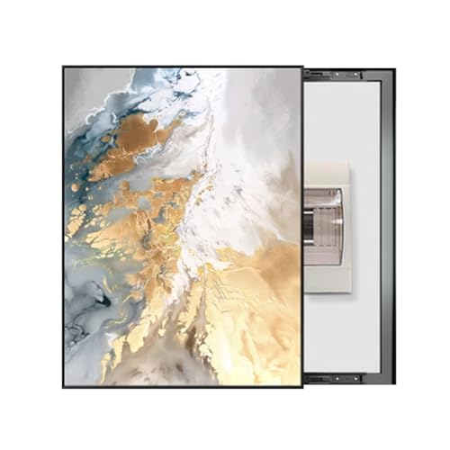 RobustWeg StromzäHler Box Dekoration, Scharnier Sicherungskasten Abdeckung, Aluminiumrahmen, Für Büro Esszimmer Heimdekoration, Ideal für Ihr Zuhause(Black 4,50 * 70cm/19 * 27in) von PAKMEZ