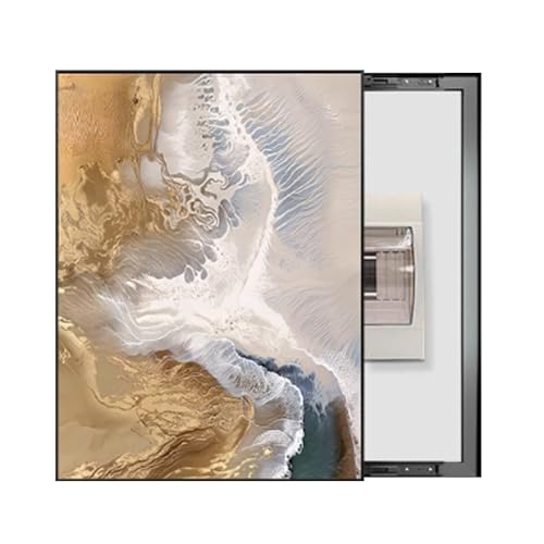 RobustWeg StromzäHler Box Dekoration, Scharnier Sicherungskasten Abdeckung, Aluminiumrahmen, Für Büro Esszimmer Heimdekoration, Ideal für Ihr Zuhause(Black 9,40 * 50cm/15 * 19in) von PAKMEZ