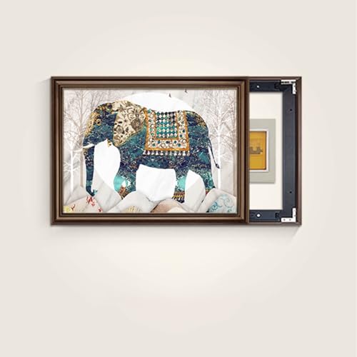 Sicherungskasten Abdeckung Schrank, Kostenloses Bohren Elektrisches Panel Dekorations, Einfach zu Installierende, Für Büro Esszimmer Heimdekoration(Brown 4,50 * 70cm/19 * 27in) von PAKMEZ