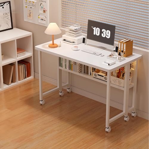 Überbetttisch Mit Rollen, Mit 4 Versteckten Rollen, Vielseitig Platzsparend, Perfekte Ergonomie, für Sofa, Bett Oder Büro, Kleiner Schreibtisch(80 * 58 * 75cm/31 * 22 * 29in) von PAKMEZ