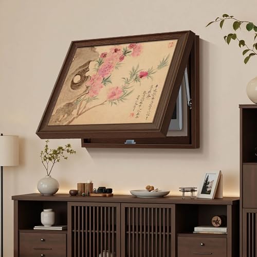 Zählerkasten mit dekorativem Gemälde verstecken, mit Hydraulischen Stangenstützen, Flip Cover Design, Für Büro Esszimmer Heimdekoration, Ideal für Ihr Zuhause(Brown 4,50 * 40cm/19 * 15in) von PAKMEZ