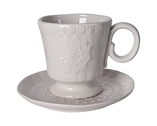 4 Kaffeetassen & Unterteller Weiss Porzellantassen Kaffeebecher cw164 Palazzo Exklusiv von PALAZZO INT