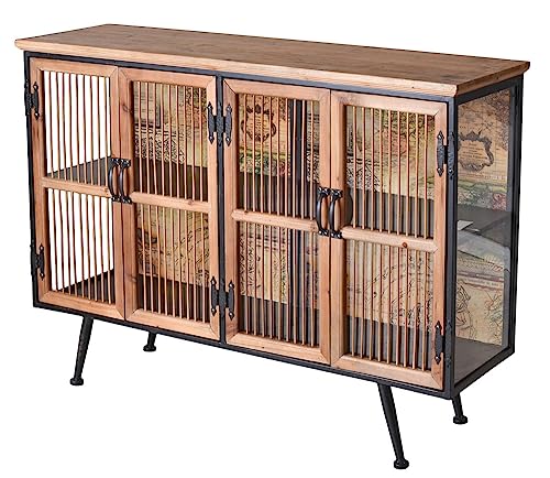 Anrichte „LOFT Studio“ – Vintage Sideboard | Holz & Metall | 4 Türen & 2 Ablagen | Industrial Kommode im Loft Stil lof103 Palazzo Exklusiv von PALAZZO INT