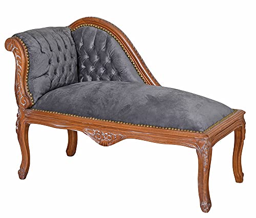 Antik Chaiselongue Barocksofa Rokoko Recamiere Grau Braun Holz gepolstert Ottomane Couch cat508g19 Palazzo Exklusiv von PALAZZO INT
