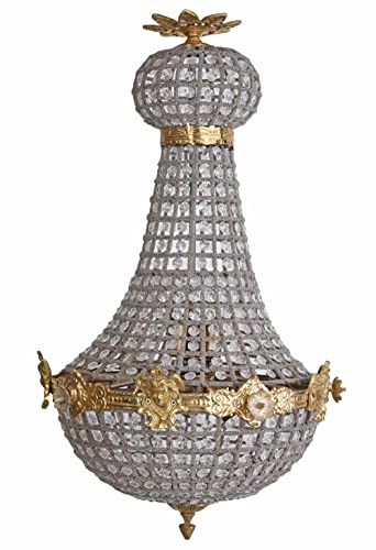 Antik Kronleuchter Kristalle Lüster Korblüster Antik Deckenlüster (ohne Leuchtmittel) Deckenlampe 93cm cat1000 Palazzo Exklusiv von PALAZZO INT