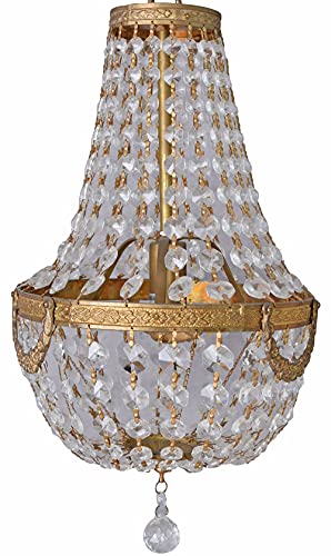 Antik Lüster Deckenlüster Frankreich Kristalllampe ohne Leuchtmittel Korblüster Vintage kkc011 Palazzo Exklusiv von PALAZZO INT