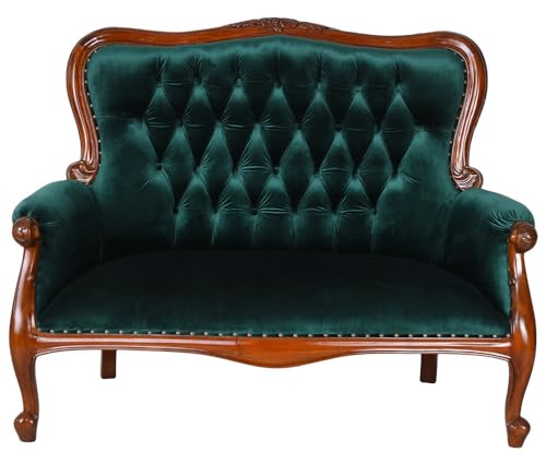 Antik Sofa Samtsofa Smaragd Couch Mahagoni Polstersofa Vintage 136 cm mar270 Palazzo Exklusiv von PALAZZO INT