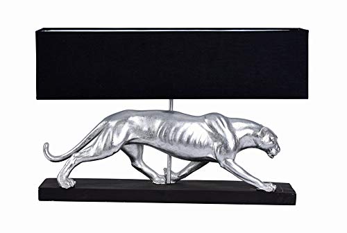 Art Deco Leuchte Panther Silber Schwarz Tischlampe Tischleuchte Leopard Lampe cw225 Palazzo Exklusiv von PALAZZO INT