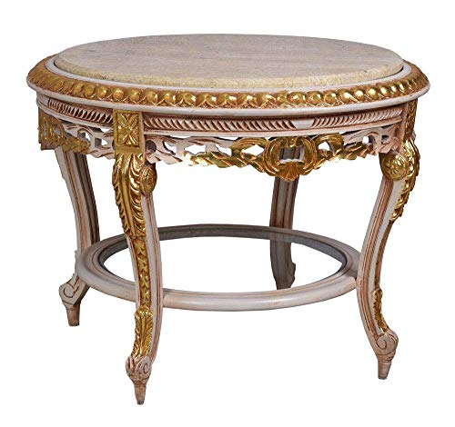 Barock Couchtisch rund Wohnzimmertisch Marmorplatte Rokoko Beistelltisch Gold 68cm Antik Stil cat193 Palazzo Exklusiv von PALAZZO INT