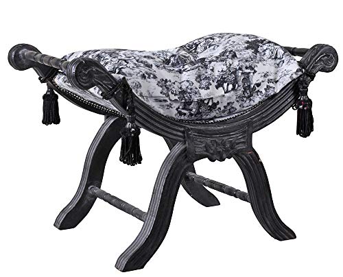 Barock Hocker Toile de Jouy Sitzgondel Sitzbank Rokoko Schemel Sitzhocker cat0350i63 Palazzo Exklusiv von PALAZZO INT