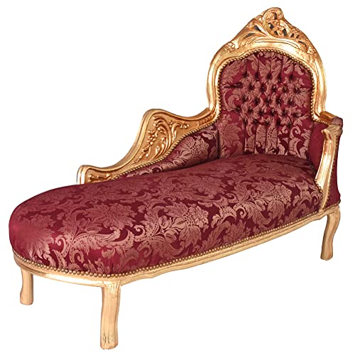 Barock Sofa Vintage Recamiere Louis XV Liege Couch gepolstert Gold Rot 165cm cat590a05 Palazzo Exklusiv von PALAZZO INT