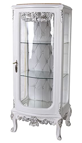 Barock Vitrine Antik Vitrinenschrank Wohnzimmer Glasvitrine 130cm Weiss Rokoko Regal bar049b Palazzo Exklusiv von PALAZZO INT