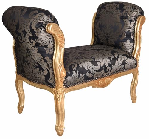 Sitzbank Bank Hocker Sofa Landhausstil Couch Antik 94cm cat351 Palazzo Exklusiv (34b - Schwarz+Gold, a - Gold) von PALAZZO INT