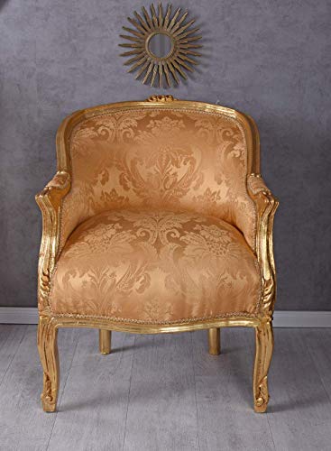Barocksessel Sessel Bergere Gold Stuhl Barock Armlehnstuhl gemütlicher Armlehnsessel gepolstert Holz Antik cat660a06 Palazzo Exklusiv von PALAZZO INT