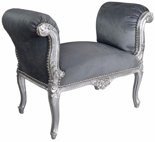 Barocksofa Sitzbank Boudoir Hocker Sitzhocker Silber Grau Barock Sofa cat351e19 Palazzo Exklusiv von PALAZZO INT