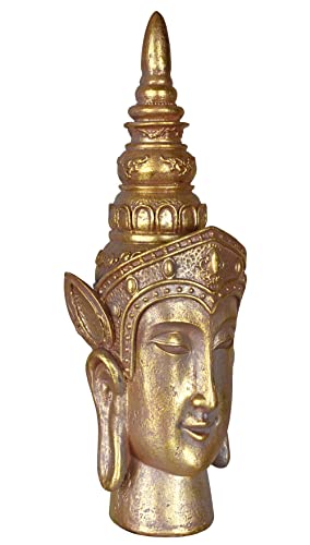 Buddha Kopf Figur Buddha Gold Feng Shui Skulptur Gartenfigur Thailand cw623 Palazzo Exklusiv von PALAZZO INT