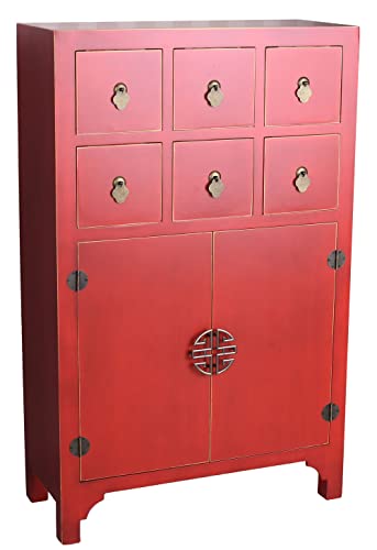 China Möbel Rot Chinesischer Kleiderschrank Metallbeschläge Chinoiserie Schrank Kommode mya038 Palazzo Exklusiv von PALAZZO INT