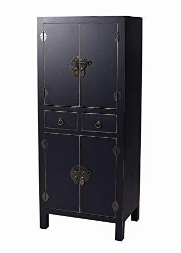 Chinesischer Hochzeitsschrank Mandarin Oriental Schwarz – Authentisches Ming-Design, 4 Türen & 2 Schubladen, Holz/MDF Exklusiver Stauraum mya005 Palazzo Exklusiv von PALAZZO INT