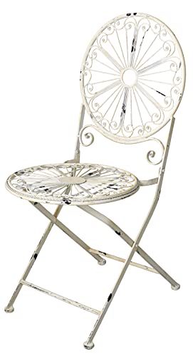 Gartenstuhl „Shabby Chic Garten“ – klappbarer Metallstuhl Weiß mit Flechtoptik – 92 cm hoch – Vintage Balkon & Terrasse aja008 Palazzo Exklusiv von PALAZZO INT