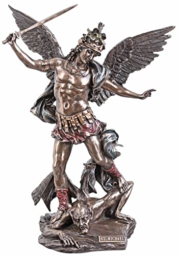 Erzengel Michale kämpft gegen Satan Sakrale Skulptur Bronzefarben Sammlerstück Dekoration Wohnraum Figur WU75361A4 Palazzo Exklusiv von PALAZZO INT