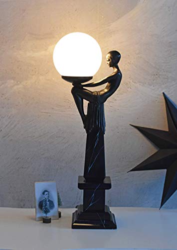 Figürliche Art Deco Lampe mit Kugelschirm (ohne Leuchtmittel) Femme Fatale IS094 Palazzo Exklusiv von PALAZZO INT
