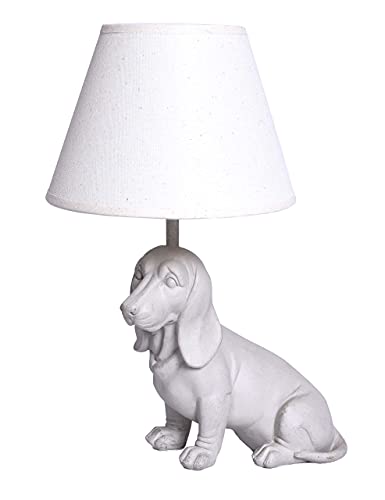 Figürliche Tischlampe (ohne Leuchtmittel) Dackel Lampe im Landhausstil Tischleuchte weiss Polystein cw145 Palazzo Exclusiv von PALAZZO INT