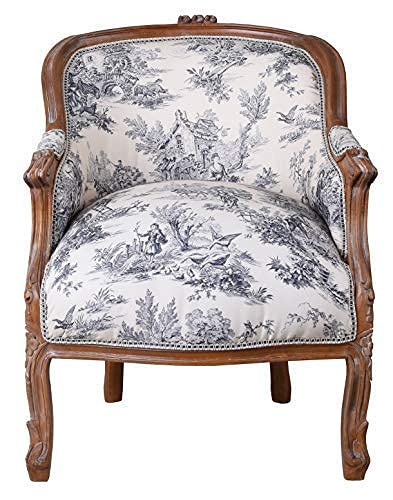 Französischer Sessel Antik Barockstuhl Toile de jouy Ohrensessel Polstersessel cat660g33 Palazzo Exklusiv von PALAZZO INT
