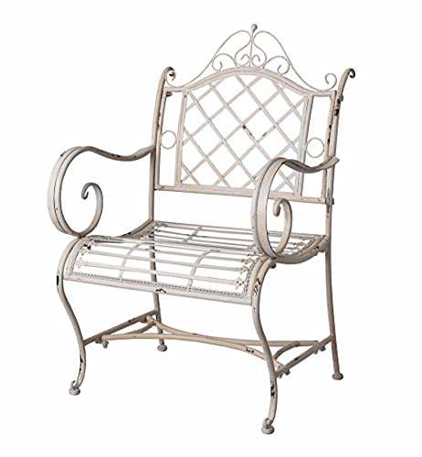 PALAZZO INT Gartensessel „Shabby Chic Garten“ – nostalgischer Sessel aus Schmiedeeisen im Antik-Look mit Ornamenten, Jugendstil Stil, H 98 × SH 43 × B 62 × T 46 cm von PALAZZO INT