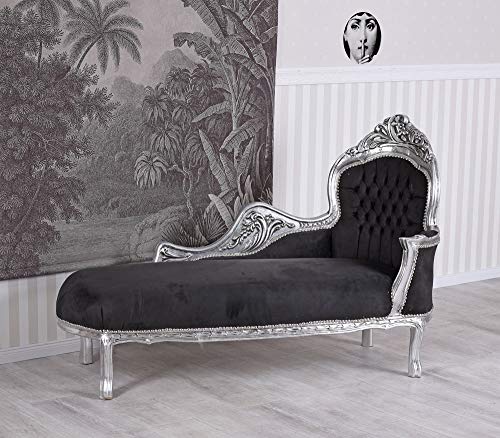 Gigantische Recamiere Chaiselongue Kanapee Rokoko Silber Schwarz Holz 165cm cat590e02 Palazzo Exklusiv von PALAZZO INT