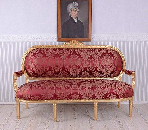Gigantisches Salon Sofa 163cm Holz Rokoko Antik Rot Madame Pompadour CAT362a05 Palazzo Exklusiv von PALAZZO INT