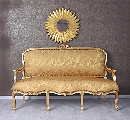 Gigantisches Salon-Sofa „Marie Antoinette“ – Barock-Prunksofa mit antik-patiniertem Holzrahmen, aufwendigen Schnitzereien & exklusivem Bezugsstoff, B162×H108×T56 cm cat361a06 Palazzo Exclusive von PALAZZO INT