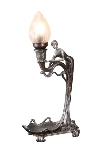 Glamouröse Tischlampe (ohne Leuchtmittel) Braun Silber Jugendstil Frauenskulptur Vintage IS232 Palazzo Exklusiv von PALAZZO INT