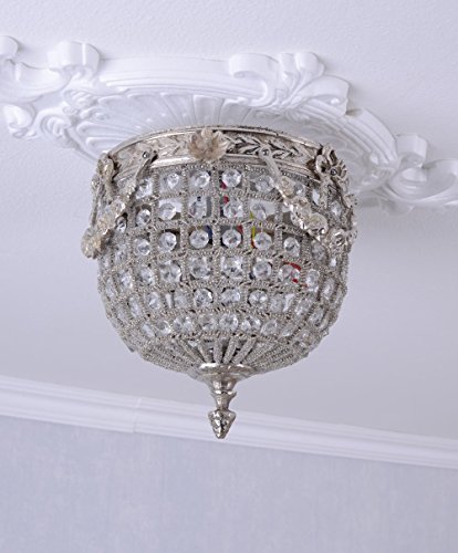 Hängeleuchte Antik Deckenlampe 20 cm Kristalle Korblüster Lüster Flur Barock cat127s Palazzo Exckusiv von PALAZZO INT