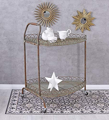 Hausbar Barwagen Servierwagen Beistelltisch auf Rädern Dinett Küchenwagen Metall aja184 Palazzo Exklusiv von PALAZZO INT