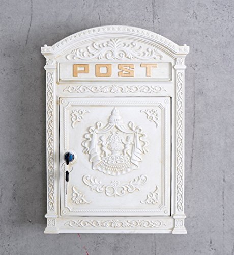 Historischer Wandbriefkasten Briefkasten Metall weiß Gründerzeit Postkasten neu LTA313 Palazzo Exklusiv von PALAZZO INT