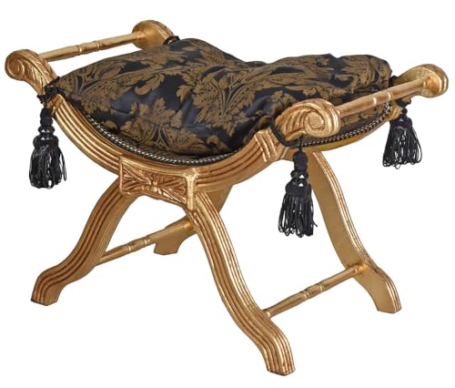 Hocker Barock Sitzhocker Pouf Schemel Gold Schwarz cat350a34 Palazzo Exklusiv von PALAZZO INT