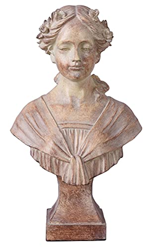 Jugendstil Büste Mädchenfigur Shabby Chic Frauenbüste Vintage Figur Beige 30cm tvc082 Palazzo Exclusiv von PALAZZO INT