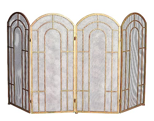 Kaminschutzgitter Gold Funkenschutzschirm Funkengitter 4- Teilig Ofenschutz Paravent 140cm aja210 Palazzo Exklusiv von PALAZZO INT