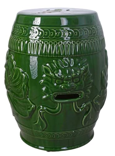 Keramik Hocker Antik Grün Gartenhocker China Sitzhocker Maskaron PIN016 Palazzo Exclusiv (Grün) von PALAZZO INT