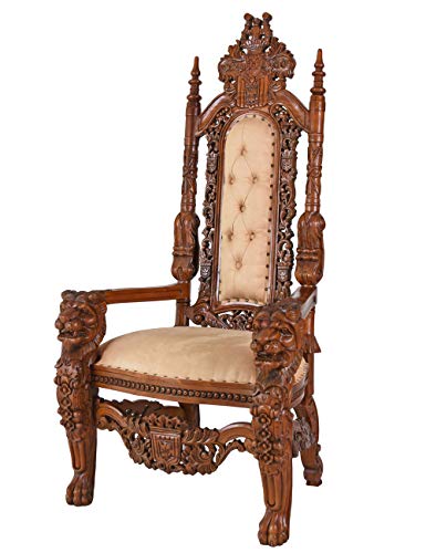 Kingchair Sessel Thron Luxus Armlehnstuhl Mahagoni Holz Braun gepolstert mar001 Palazzo Exklusiv von PALAZZO INT