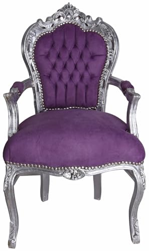 Königlicher Thron Sessel Stuhl Holz gepolstert Barock Silber Lila Armlehenstuhl cat535e31 Palazzo Exklusiv von PALAZZO INT