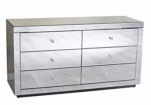 Kommode verspiegelt Schubladen Schrank Glaskommode Wäschekommode vic540 Palazzo Exklusiv Silber von PALAZZO INT