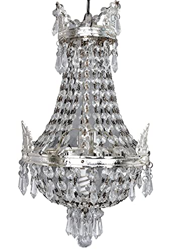 Kronleuchter Antik Lüster Silber Kristallleuchter ohne Leuchtmittel Deckenlüster Lampe 46cm kkc004 Palazzo Exklusiv von PALAZZO INT