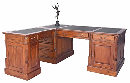 Mahagoni Schreibtisch Partnerdesk Winkelschreibtisch Englisch Eckschreibtisch massiv 180cm mar110 Palazzo Exklusiv von PALAZZO INT