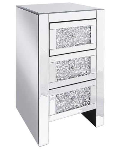 Moderner Glas-Nachttisch – Verspiegelter Nachtschrank mit Diamantgriffen Nachtschrank verspiegelt VIC561 Palazzo Exklsuiv von PALAZZO INT