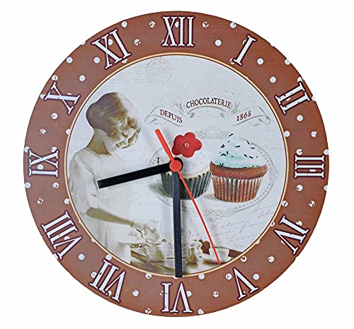 Nostalgie Wanduhr im französischen Landhausstil Bunt Vintage Cupcakes 26 cm Durchmesser LDA015 Palazzo Exklusiv von PALAZZO INT